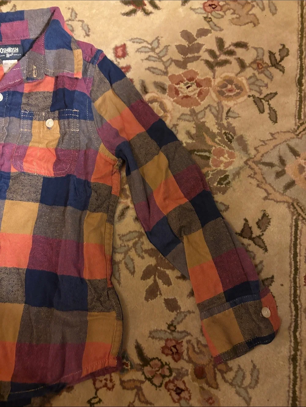 Oshkosh Multicolor Plaid Button-Up Shirt — Blue, Yellow & Pink